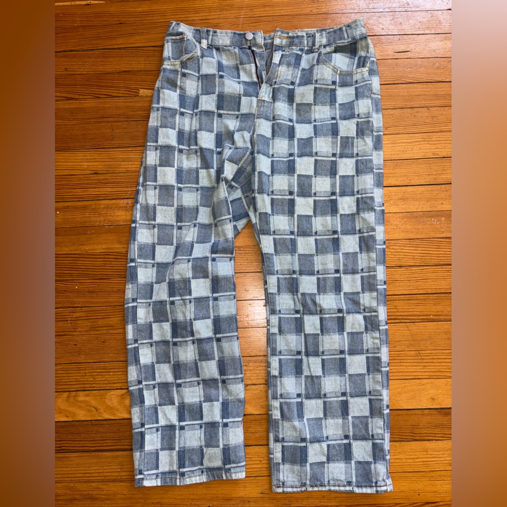 Retro Checkered Jeans